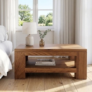 Mesita de Noche Rústica Moderna Minimalista de Madera de Teca, Mesita de Noche Minimalista Diseñada para Conjuntos de Muebles de Dormitorio de Hotel - Product Image 1