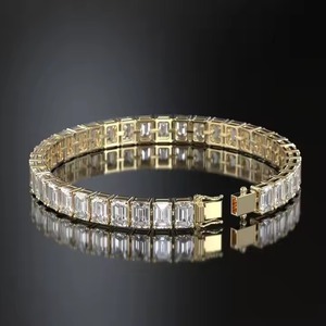 Handmade Seven Wonders Bracelet 18k Yellow Gold Moissanite Bracelet <b>Bangle</b> Diamond Bracelet Gift for - Product Image 3