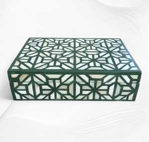 Luxury Engraved Rectangle Bone Inlay Jewelry Box with Christmas Artistic Pattern <b>for</b> Elegant Bedroom and <b>Dressing</b> <b>Table</b> Decor - Product Image 2