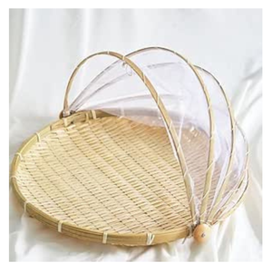 ฝาครอบอาหารไม้ไผ่เป็นมิตรกับสิ่งแวดล้อมพร้อมตาข่ายแรงบันดาลใจจากถาดอบไวน์งานฝีมือทำมือจากเวียดนาม - Product Image 2