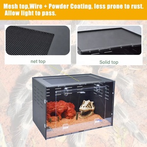 Terrario per rettili in PVC stile semplice, con motivo solido nero, per animali arboricoli, gabbie per animali domestici, all'ingrosso - Product Image 3
