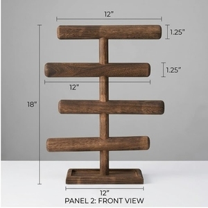 Eco-friendly Wooden Jewelry Display Stand 18x12 Inch Rustic Modern Multi Functional Organizer for <b>Bedroom</b> Home <b>Decor</b> - Product Image 2
