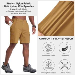 Short en Toile Léger et Écologique 100% Coton pour Homme Séchage Rapide Respirant Résistant à l'Eau pour Extérieur Décontracté Solide - Product Image 4