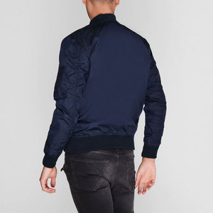 Blouson aviateur bleu imperméable coupe-vent avec fermeture éclair pour hommes de haute qualité à col montant et logo personnalisé - Product Image 4