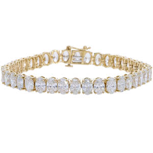 14K oro blanco rodio plateado 20ct Lab Grown CVD Diamond Tennis Bracelet Oval Brilliant Cut Classic Four Prong Setting Mujer - Product Image 1