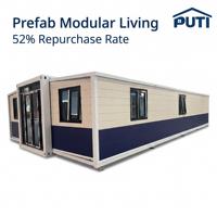 Maison conteneur préfabriquée durable de 40 pieds à un étage, résistante aux intempéries, conception résidentielle multi-pièces