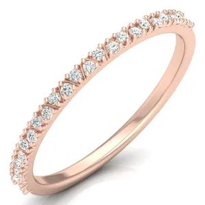 0.11ct实验室生长圆形切割钻石戒指，14k金结婚承诺戒指，用于女性礼物