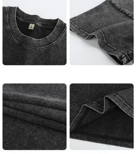 Usine Pas Cher Prix En Gros Vintage Lavé À L'acide T-shirts T-shirt Lourd T-shirt Surdimensionné pour les hommes - Product Image 6