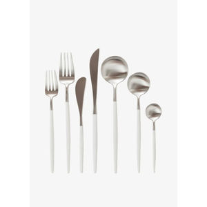 Vente chaude Ensemble de couverts en acier inoxydable plaqué or avec longue poignée blanche Ensemble de couverts de mariage en acier inoxydable pour la maison - Product Image 2