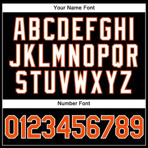 Authentique maillot de baseball personnalisé en noir blanc orange-vêtements de sport imprimés à fines rayures blanches - Product Image 5