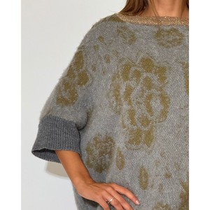 Suéter de Mujer de Diseño Exclusivo Hecho en Italia, Estilo Elegante, Lana Suave, Jacquard Grigio, Estilo Elegante - Product Image 3