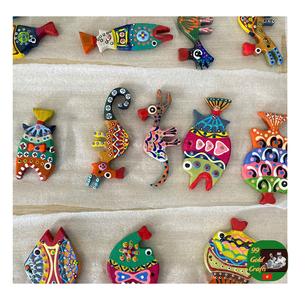 Wooden <b>Fish</b> Folk Art Hand Carved Painted Wooden <b>Fish</b> Rustic Mexican Coastal Nautical Shelf Decor Collectible <b>Gift</b> Souvenir - Product Image 4