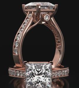 Bague de mariage de luxe fine en argent 925 plaqué or rose 14 carats entièrement sertie de moissanite VVS certifiée IGI - Product Image 6