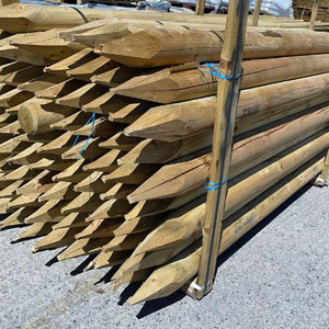 Piquets en bois naturel pour clôture de jardin Prix compétitif Piquets de jardin ronds en bois dur - Product Image 1