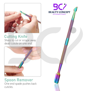 Empujadores de cutículas para manicura y pedicura de doble extremo multicolor, superventas, servicio OEM de alta calidad, acero inoxidable - Product Image 3