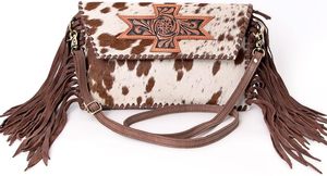 Sac en cuir usiné à la main de style occidental Sac à main Sac à bandoulière en poil de vache usiné sur sac à main en cuir Sacs en cuir pour femmes - Product Image 2