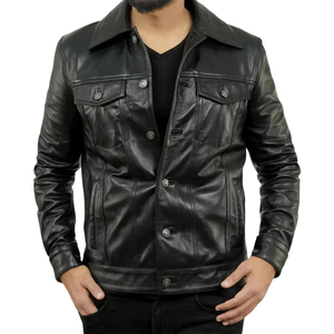 Chaqueta de Cuero Genuino Transpirable de la Mejor Calidad para Hombre, Otoño Invierno, Suministro ODM, Teñido Liso con Logotipo Frontal, Diseño de Patrón Sólido - Product Image 6