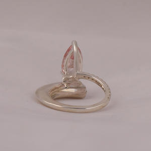 Pink Pear Cut Lab Grown Diamond Engagement Ring With Tiney Pear and Round Lab Grown Diamond in 18KT Solid Gold - Product Image 3