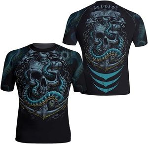 Entrenamiento Rashguard manga corta OEM compresión BJJ camisa logotipo personalizado MMA Grappling Fit con tecnología de secado rápido - Product Image 5