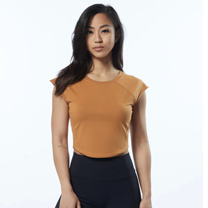 Camiseta de cuello redondo para mujer, prenda de vestir, de algodón y LICRA 95%, ajustadas y escote en forma de raglán con mangas, con dobladillo redondo, 5% - Product Image 1