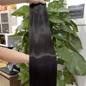 Vente en gros de matières premières vietnamiennes vierges 100% lisses perruque naturelle à double tissage Extensions de cheveux humains - Product Image 4