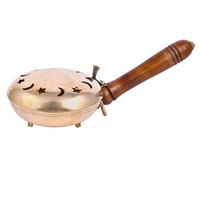 Dhoop de charbon de bois floral en laiton en bois, brûleur Bankhur Dani support de résine de brûleur d'encens pour cadeau de réchauffement de maison de parfum de maison