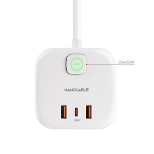 NanoCable 10.37.0011 White 1.4 m <b>Extension</b> <b>Socket</b> with 10.37.0011 Line Spacing - Product Image 1