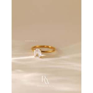 Anello Sigillo Ovale Placcato Oro 18K con Diamanti, Stile Casual, Impermeabile, Anti-Appannamento, con Zirconi Scintillanti - Product Image 3