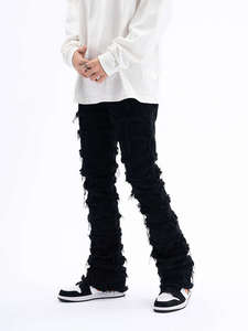 Jeans de Mezclilla para Hombre OEM, 100% Algodón, Corte Recto Holgado, Lavado Vintage, Alta Calidad, Transpirables, Casuales, para Invierno, Venta al Por Mayor - Product Image 4