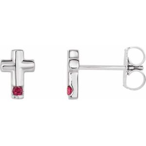 Christian Cross Accented <b>Earrings</b> Bezel <b>Set</b> <b>Stud</b> Hoop Zircon Inlay for Wedding Engagement or Party Gift Religious Style - Product Image 1