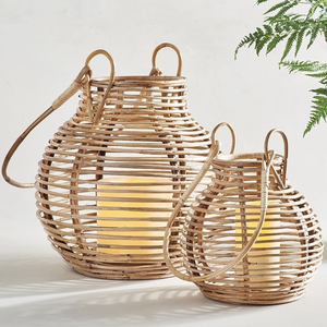Handmade Wicker Candle Lantern Holder Sustainable Natural Rattan <b>Light</b> for Cozy Indoor and Outdoor <b>Spaces</b> Boho Decor - Product Image 2