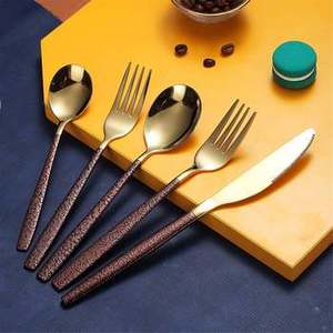 Set of 5 <b>Gold</b> and Brown Color Stainless Steel Wedding <b>Spoon</b> From India Ideal Too for Home, Kitchen ,Hotels and Restaurants - Product Image 3