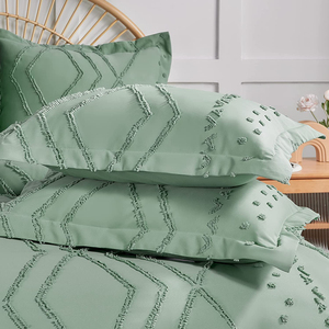 Juego de Sábanas Acolchadas Personalizadas al por Mayor, Juego de Ropa de Cama de 4 Piezas con Funda de Edredón Sólida, Juego de Sábanas con Patrón de Diamantes - Product Image 5