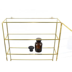 Prix acceptable verre clair cadre en laiton 3 étagères murales stockage bijoux accessoires armoire présentoir Almirah - Product Image 2