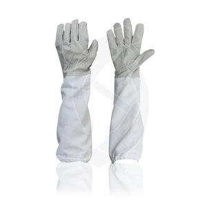 Guantes de apicultura de lona con cierre elástico largo de cuero de grano de cabra de alta calidad para apicultores, guantes impermeables a prueba de picaduras - Product Image 1