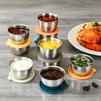 Gobelets à sauce personnalisés en acier inoxydable de 60 ml avec couvercles à clapet, petits récipients alimentaires réutilisables, étanches et adaptés au congélateur