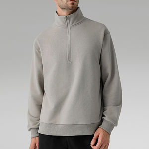 Logo personnalisé basics Oversize Stand Collar Pullover 1/4 Zip Plain Quarter Half Zipper Black Zip up sweat-shirt en coton mélangé - Product Image 3