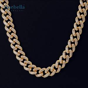 19mm Prong 18K Gold Plated Cuban Link <b>Chain</b> Necklace for <b>Men</b> 925 <b>Silver</b> Diamond and VVS Moissanite Hip Hop Jewelry - Product Image 2