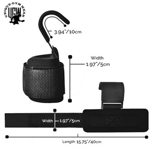 Wholesale UNIQUE GYM WEAR Neoprene Non-Skid Weight Lifting Grip Hooks Straps for Closure Wrist Support Black Hook <b>Bar</b> Straps - Product Image 5
