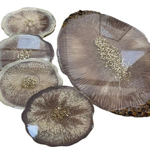 คอลเลกชั่นถาดรองแก้วเรซินดีไซน์แบบหมุนสีแอบสแตรกเหมาะสำหรับตกแต่งโต๊ะกาแฟในบ้านและของขวัญแฮนด์เมดที่สวยงาม - Product Image 3