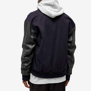 Personalizado Hombres Botón Up rojo Manga de cuero Varsity Chaquetas Hombres Tallas grandes Chaqueta de bombardero Chaquetas de béisbol - Product Image 2