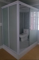 Toilettes portables préfabriquées en acier avec design de salle de bain moderne, couleur blanc-gris, dimensions 1,1x1,1x2,3m, garantie 5 ans pour les sites sportifs