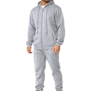Survêtements unisexe gris en coton épais de qualité supérieure avec logo personnalisé Ensemble de jogging uni à capuche pour hommes Survêtements thermiques décontractés pour l'hiver - Product Image 4