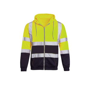 Pakistan Manufacturer Work Safety Wear <b>Hoodies</b> for Men's Zipper up With Reflective Straps Sweatshirts <b>Hi</b> <b>Viz</b> <b>Hoodie</b> for Adults - Product Image 1