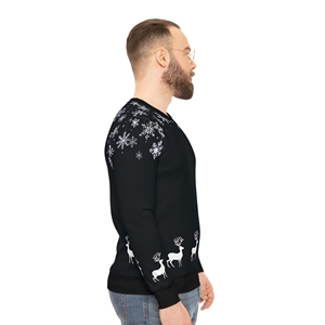 Suéter feo de Navidad personalizado con cuello redondo informal para hombre, transpirable con patrón de tejido de poliéster tejido polar, diseño de invierno - Product Image 6