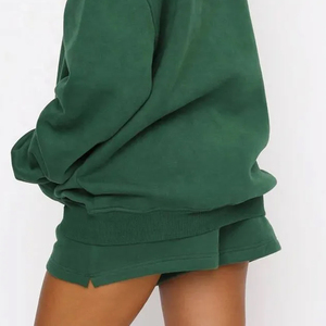 Conjunto de Sudadera con capucha y pantalones cortos para mujer de fabricación al por mayor, de algodón 100% Material, ligero, transpirable, estampado de logotipo personalizado - Product Image 6