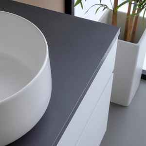 Meuble sous-évier de salle de bain blanc de 90 cm avec plateau anthracite Shanghai, ensemble de salle de bain - Product Image 5