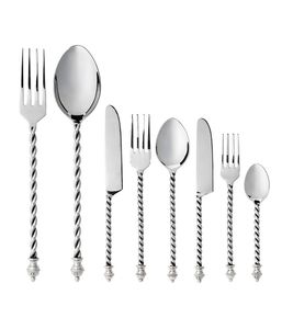 Ensemble de couverts écologiques, décoratifs, en acier inoxydable, avec poignée en boucle, ensemble de couverts en acier inoxydable, poignée noire - Product Image 6