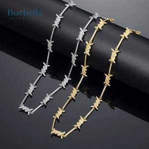 Venta caliente 925 Plata 14K Chapado en oro blanco 6mm Collar de espinas Joyería de moissanita Premium para hombres - Product Image 4