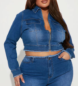 OEM Women's Denim Jean Jacket Women Casual Outwear Fall Jacket Short Jean Denim Coat Ladies <b>Bike</b> Jackets Woman Apparel - Product Image 4